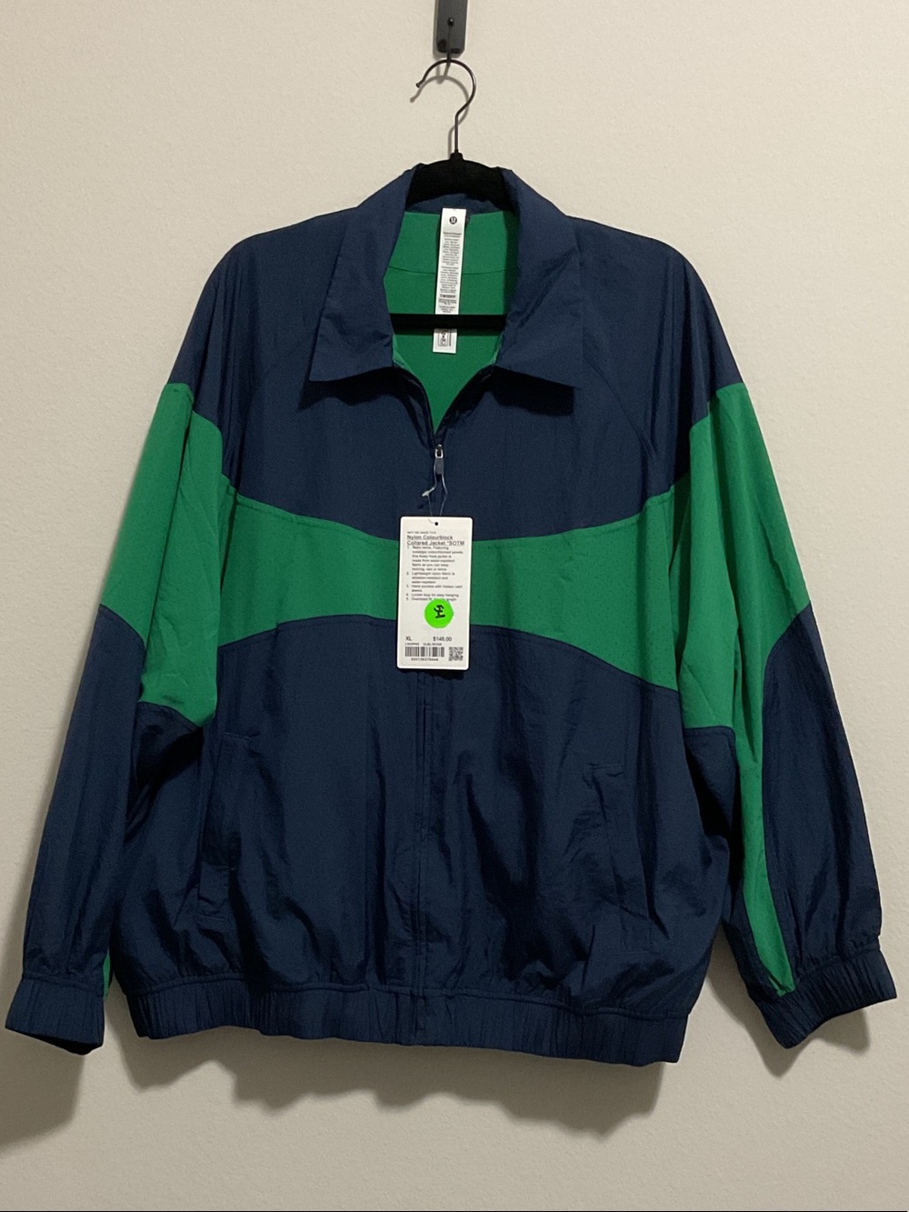 Lululemon Nylon Colourblock Collard Jacket- Club Blue/Raceway Green
